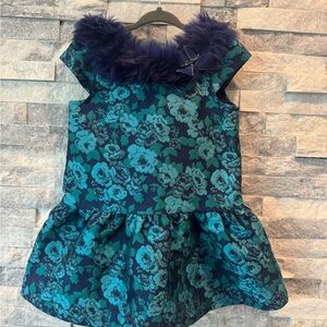 Janie and Jack Green and Black Patterned Dress